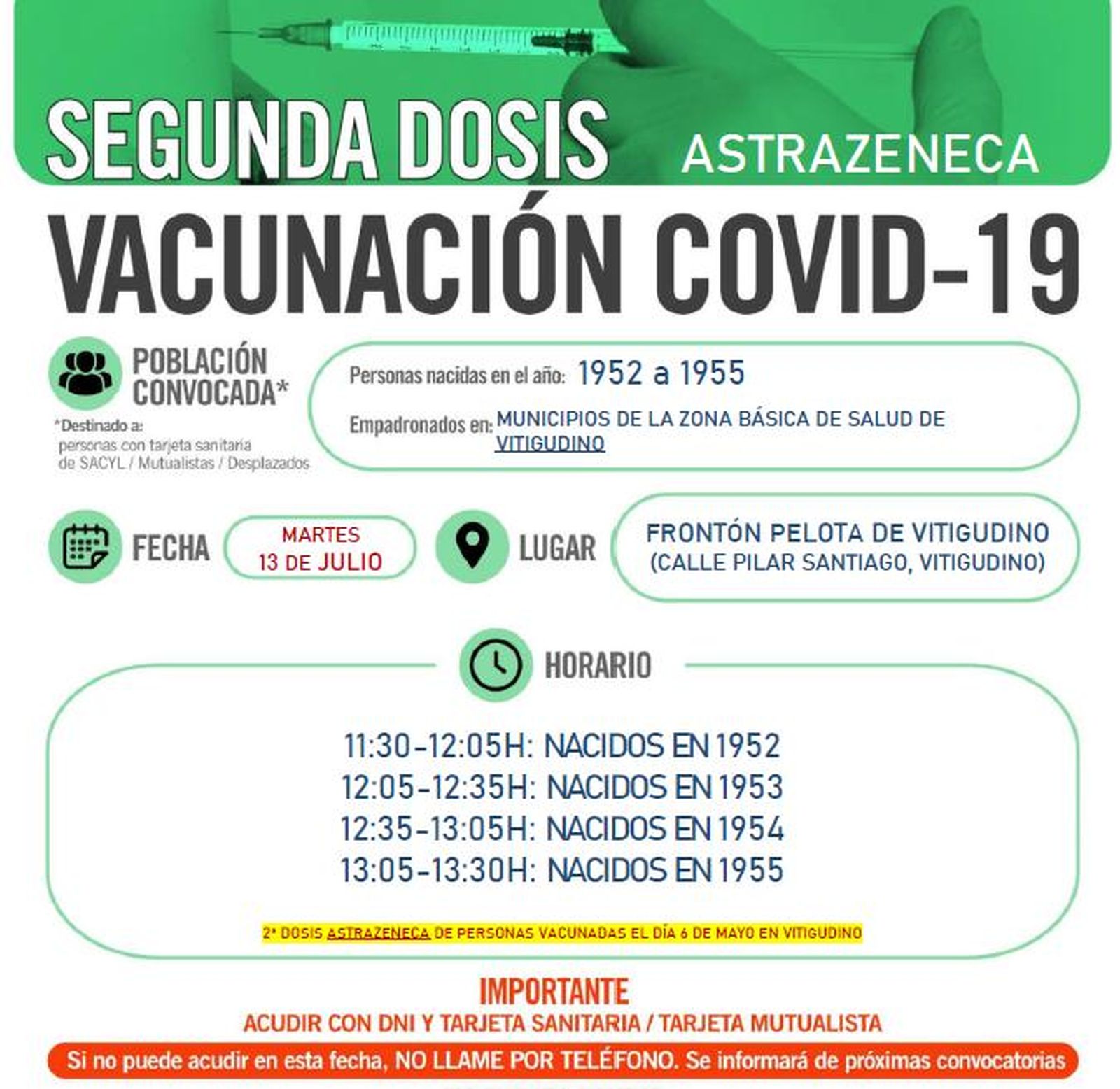 Segunda dosis en Vitigudino