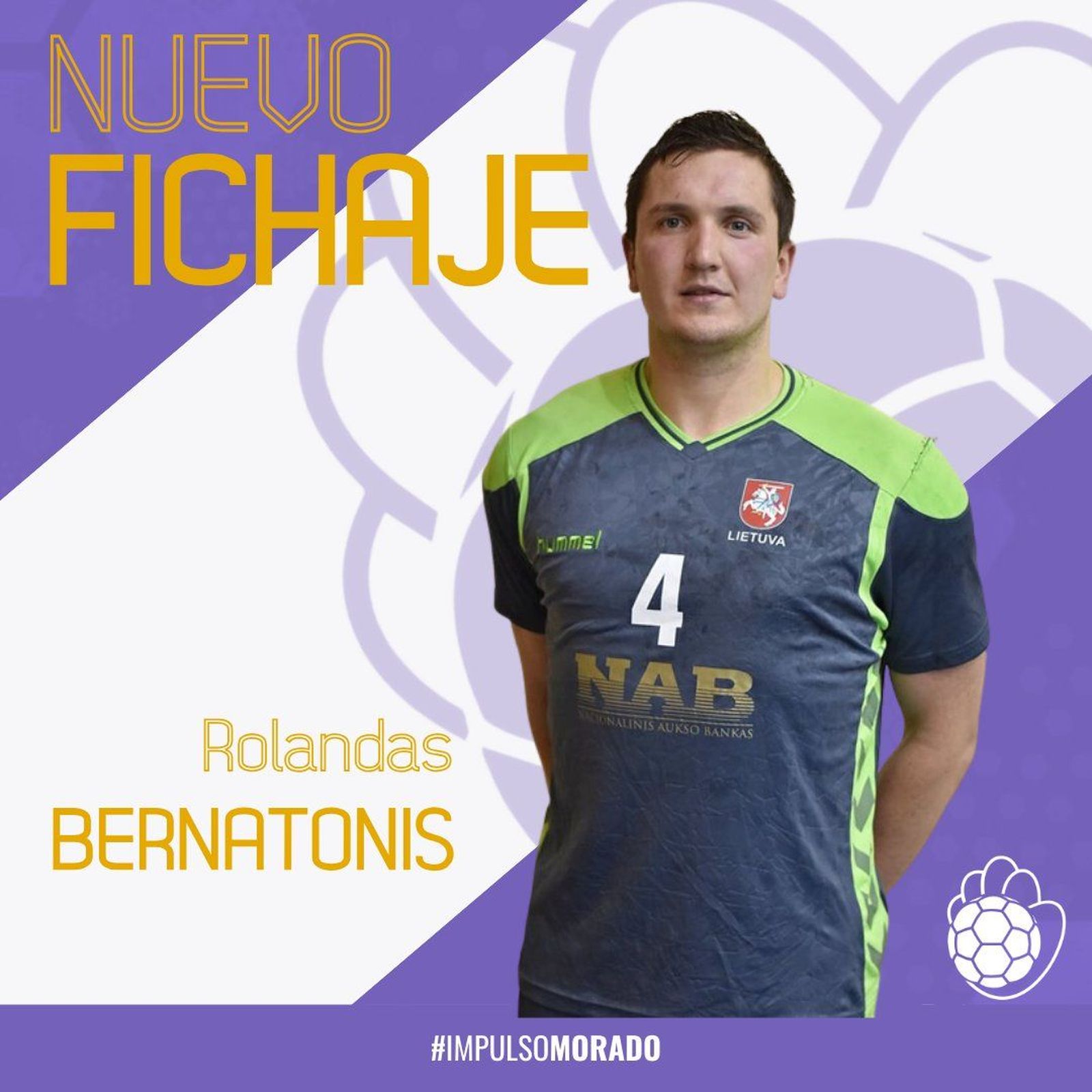 Rolandas Bernatonis, nuevo jugador del Balonmano Guadalajara. Foto: Redes Sociales Balonmano Guadalajara.