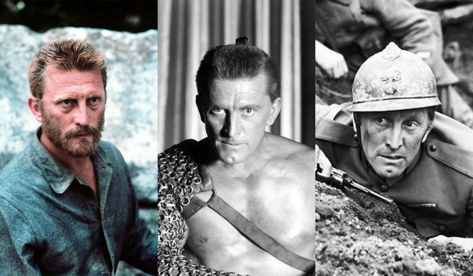Kirk Douglas en El loco del pelo rojo, Espartaco y Senderos de gloria