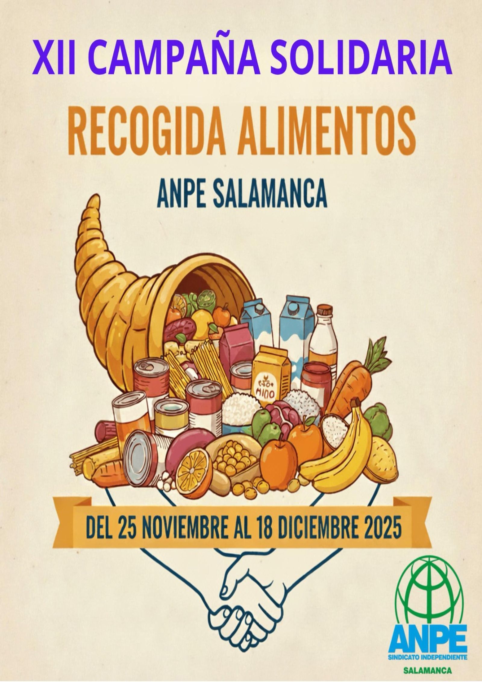 Cartel de la campaña de recogida de alimentos no perecederos de ANPE