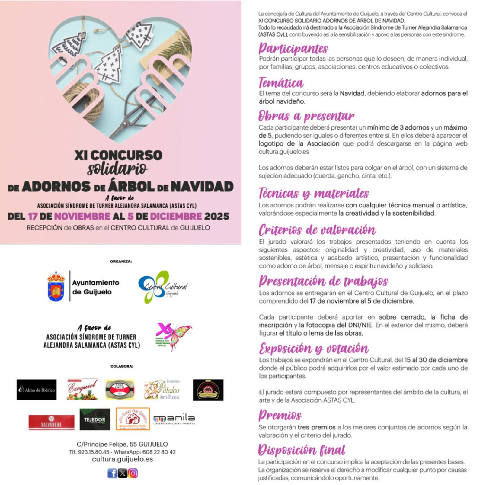 Concurso de adornos navideño a favor de la asociación Síndrome de Turner Alejandra Salamanca