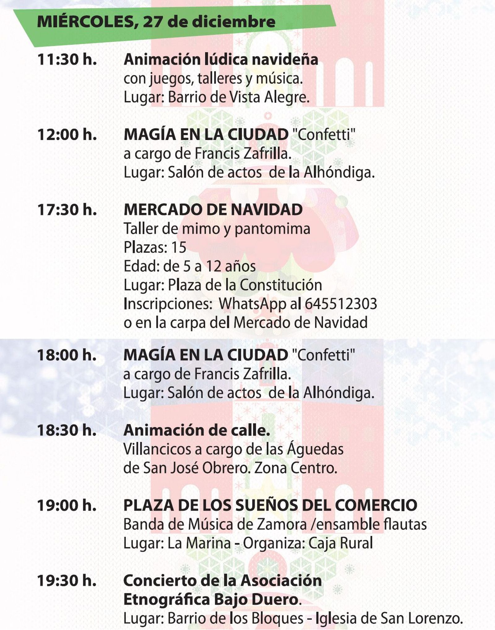 Programa de Navidad miércoles