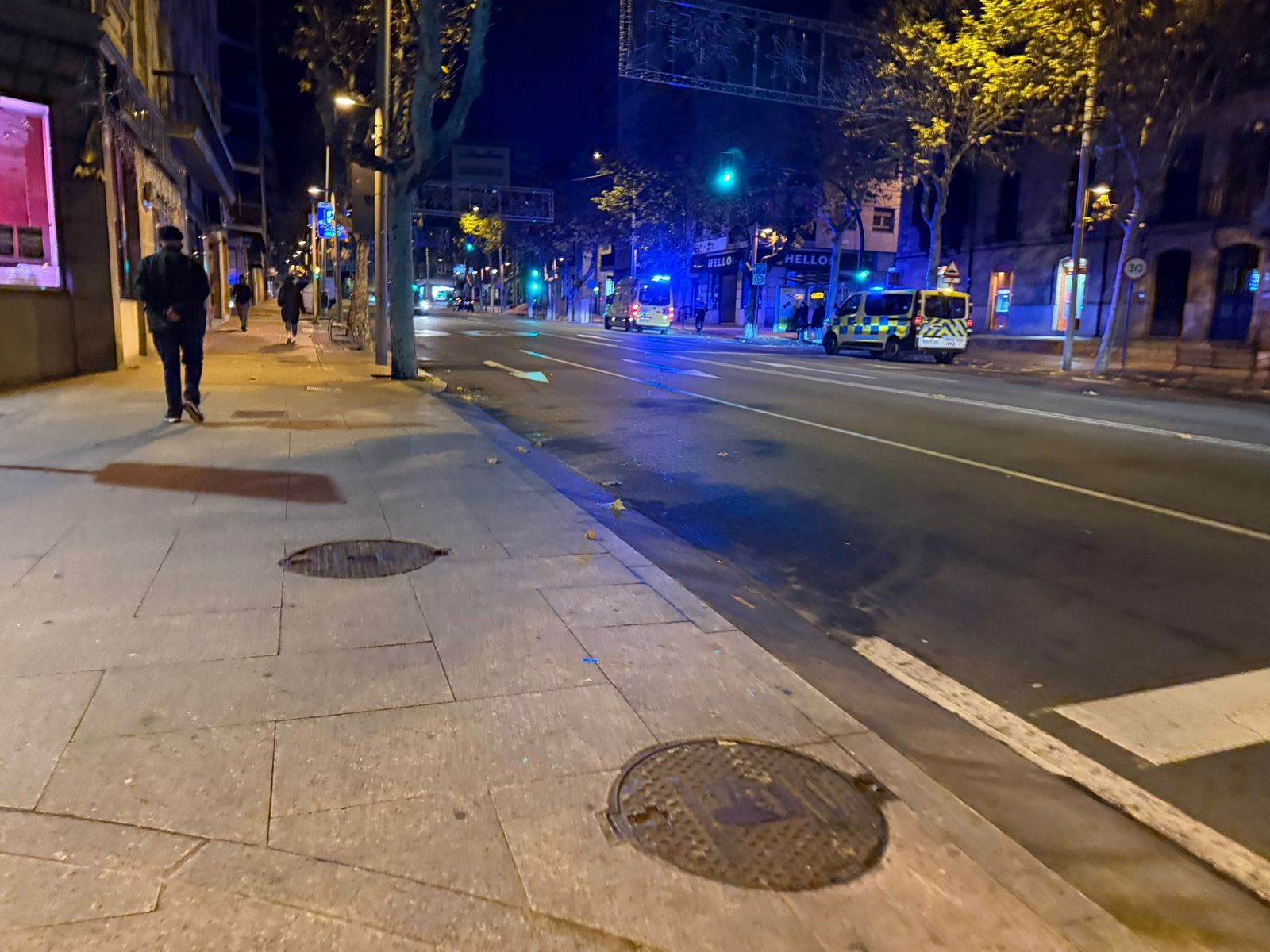 Policía Local y ambulancia en la avenida de Mirat