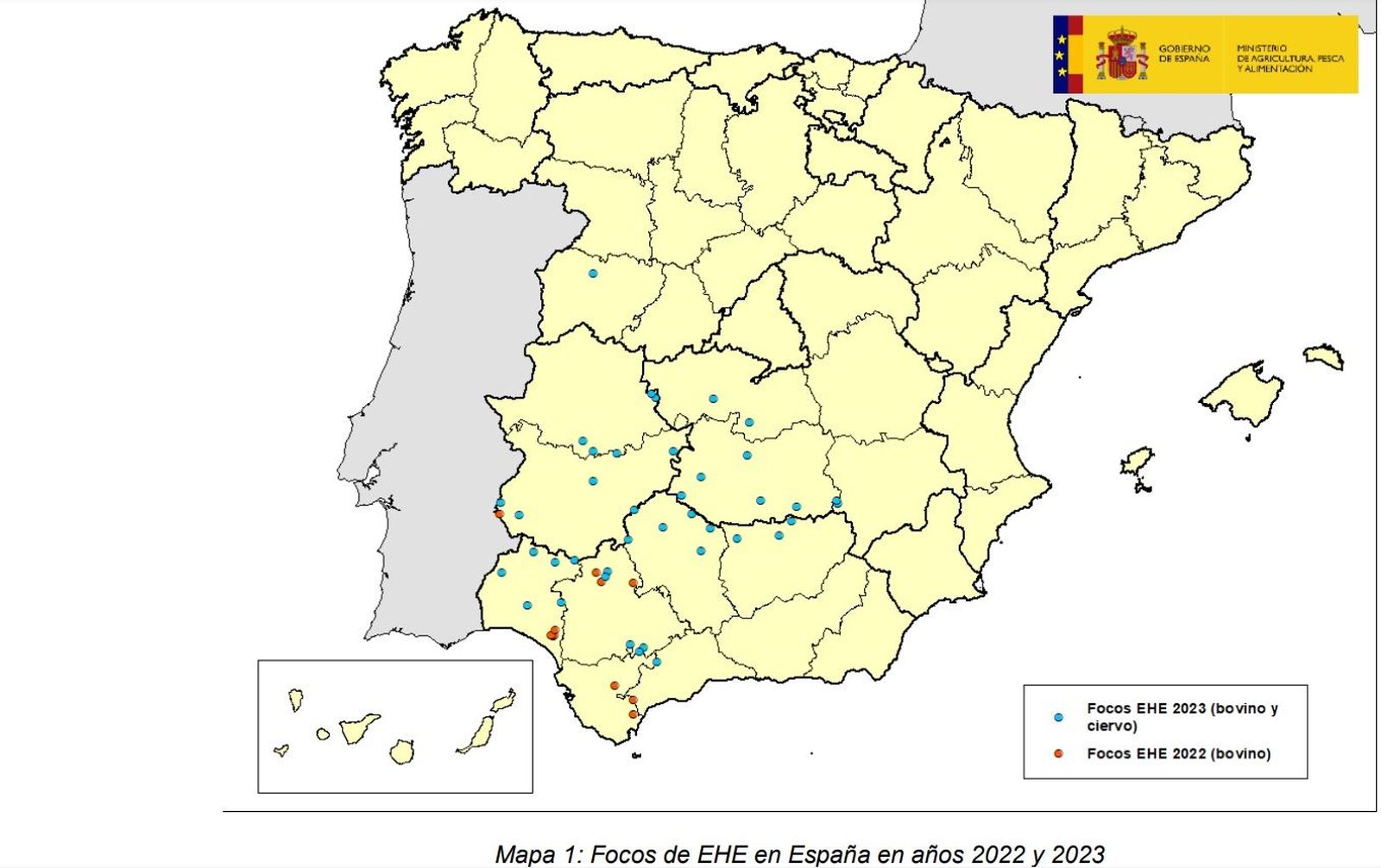 Focos de EHE con alerta en Ledesma. Fuente Ministerio de Agricultura 