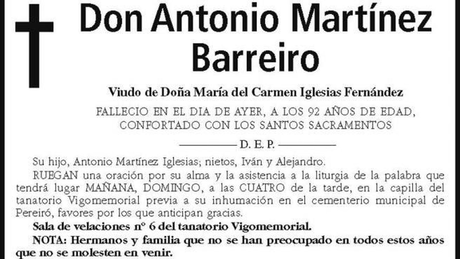 El mensaje viral en su esquela antes de morir: "Hermanos y familia que no se han preocupado en todos estos años que no se molesten en venir"