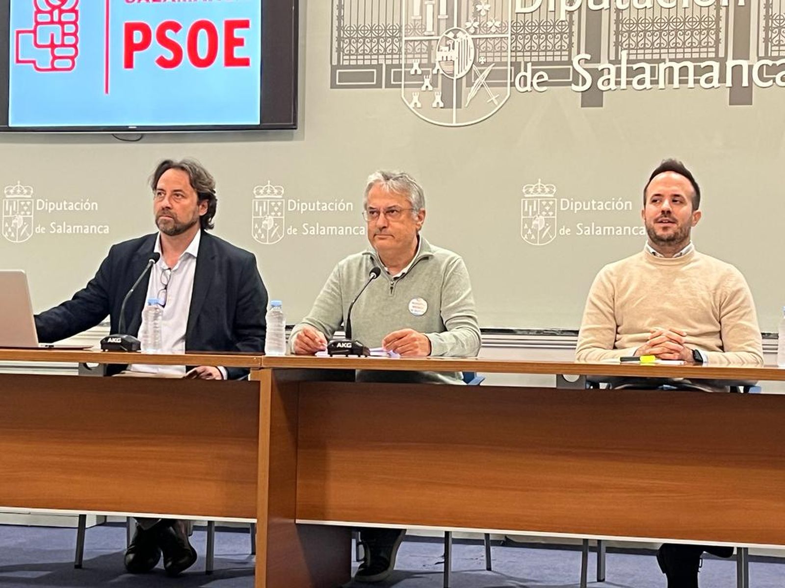 Antonio Cámara,  Fernando Rubio y Carlos Fernández en una rueda de prensa en la Diputación de Salamanca