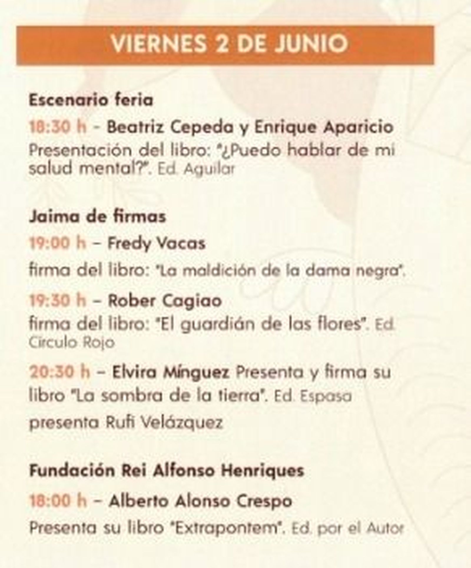 Imagen del programa para este viernes