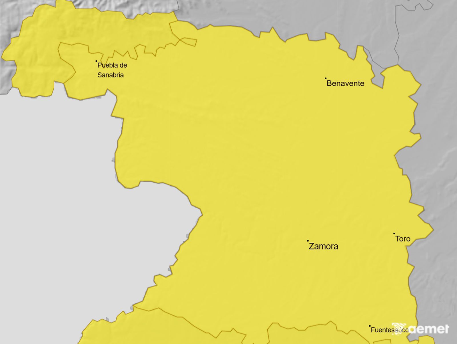 Aviso amarillo en Zamora este sábado