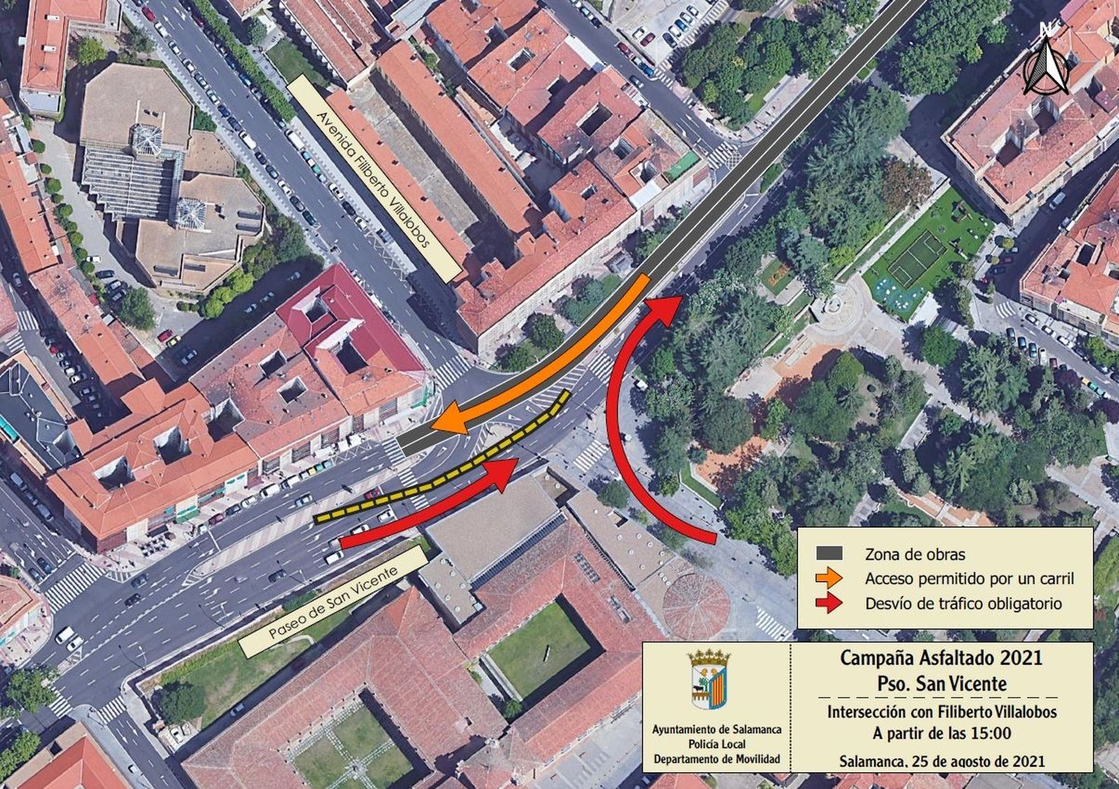 Cortes y desvios Paseo San Vicente avenida Filiberto Villalobos