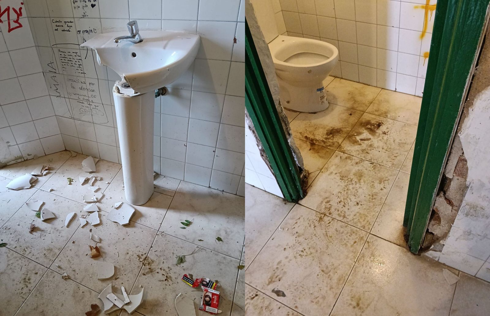 Imagen que muestra el estado en el que quedaron los aseos