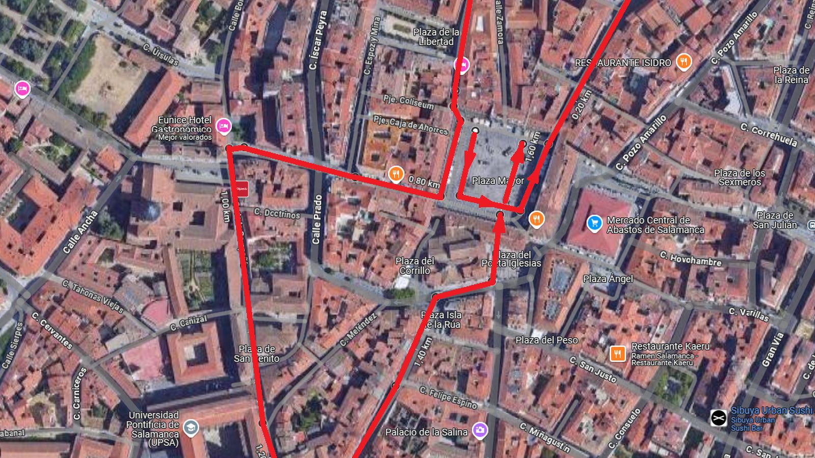 Recorrido de los 1600 metros de la Carrera contra la Violencia de Género