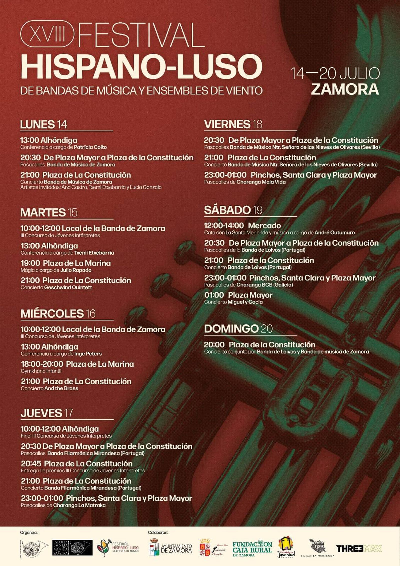 Programación Festival hispano Luso Bandas de Música