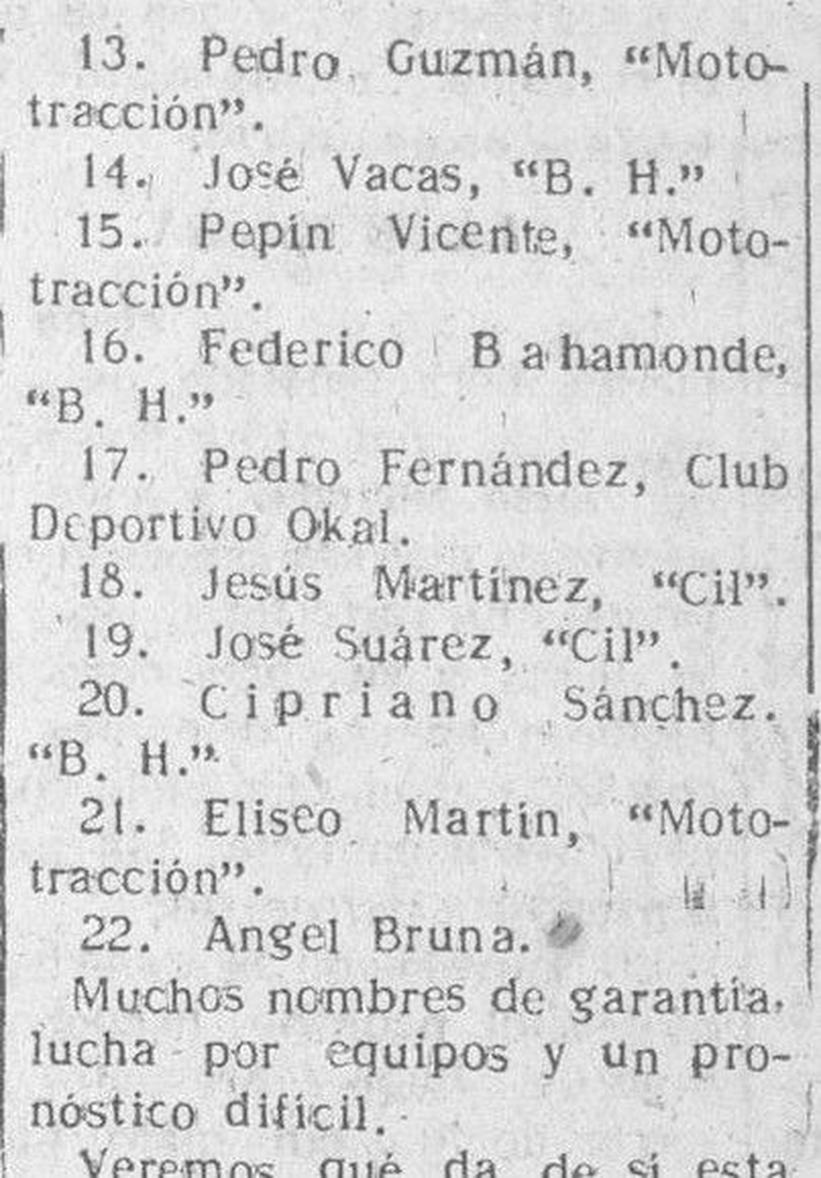 Recorte de El Adelanto con el listado de participantes