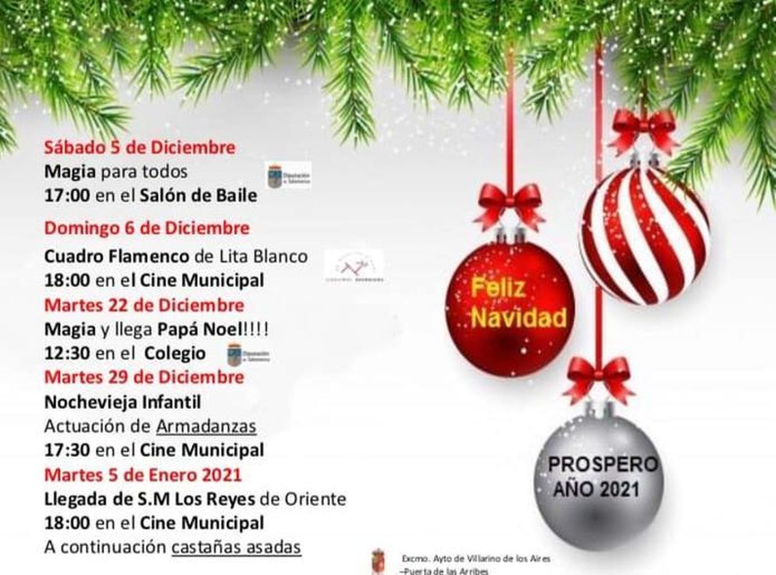 Programación navideña en Villarino 2020