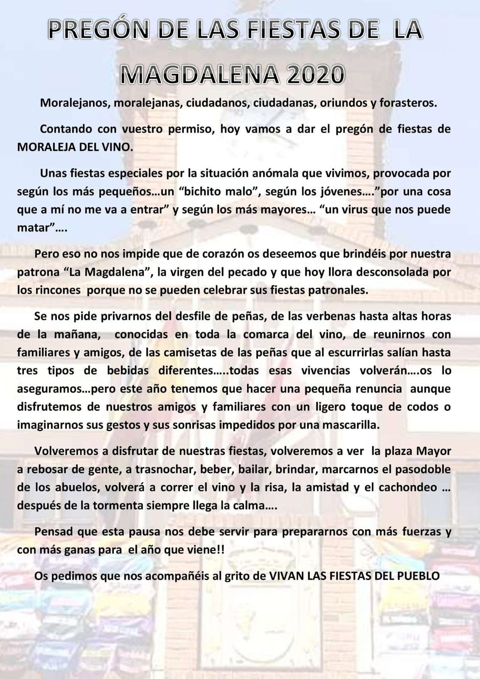 Pregon moraleja