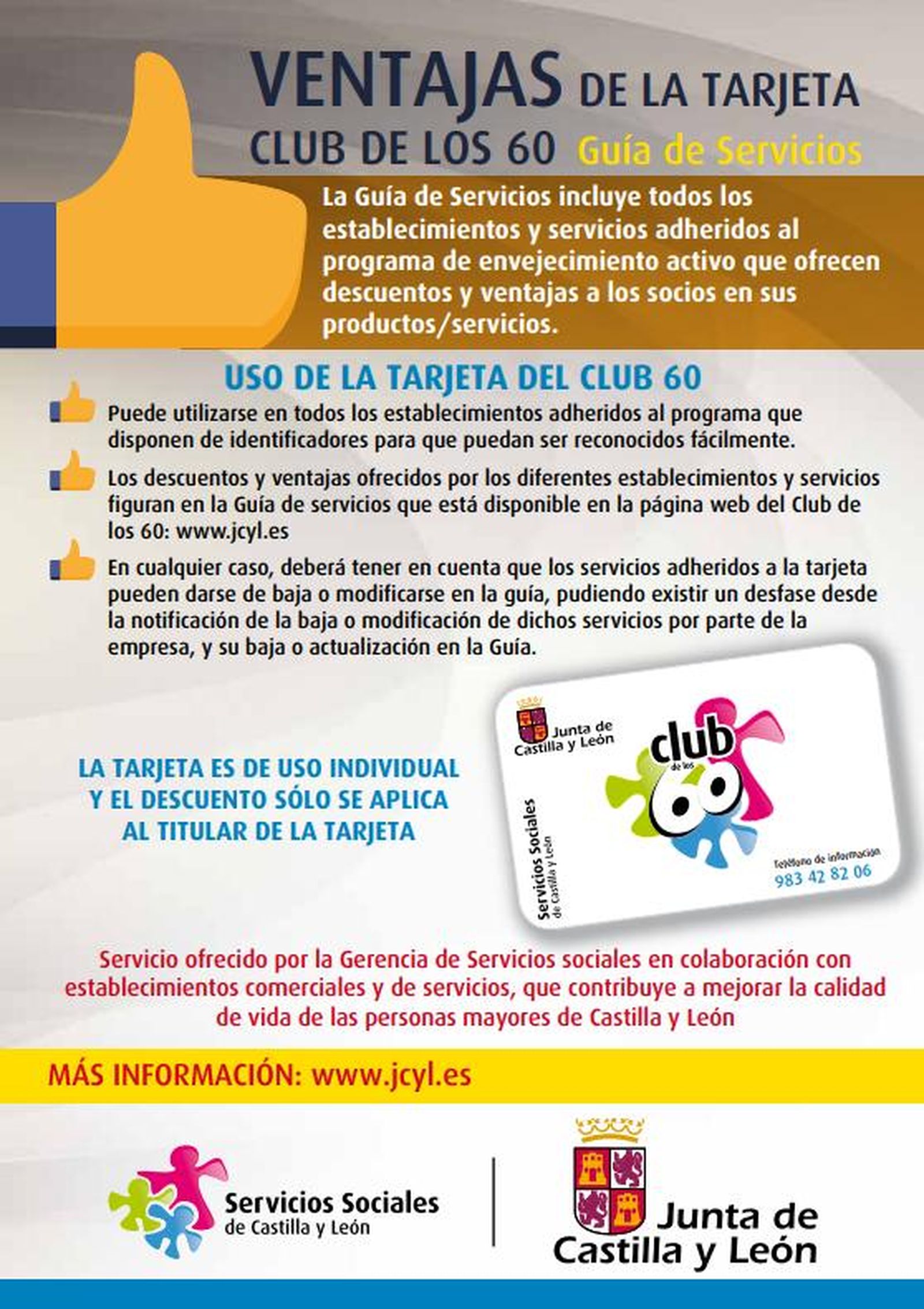 Ventajas de la Tarjeta Club 60 de la JUnta de Castilla y León