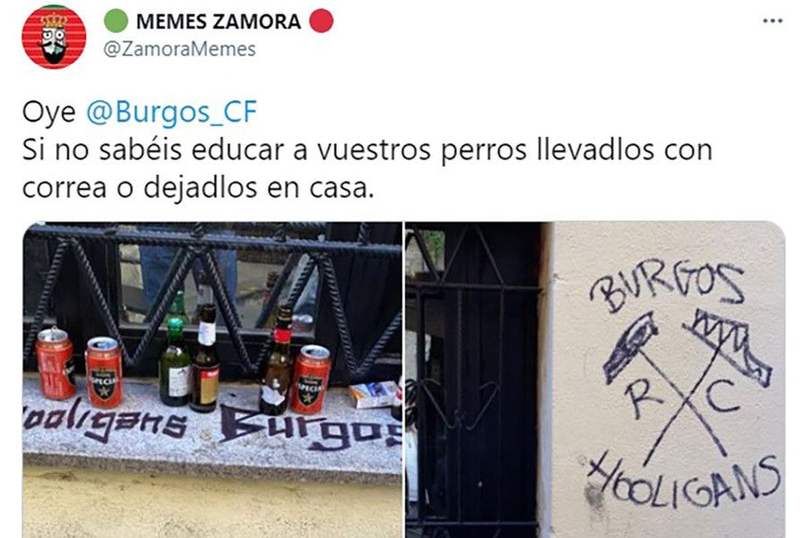 Denuncian actos vandálicos de los seguidores del Burgos CF en las calles de Zamora