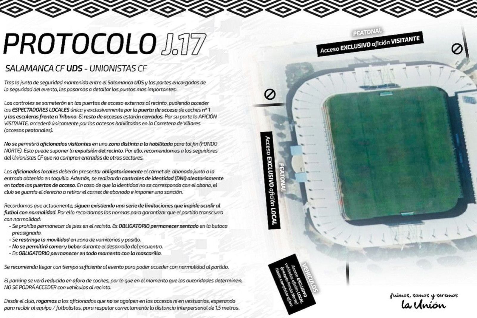 El Salamanca CF UDS publica el protocolo para el derbi: la afición de Unionistas solo podrá sentarse en Fondo Norte