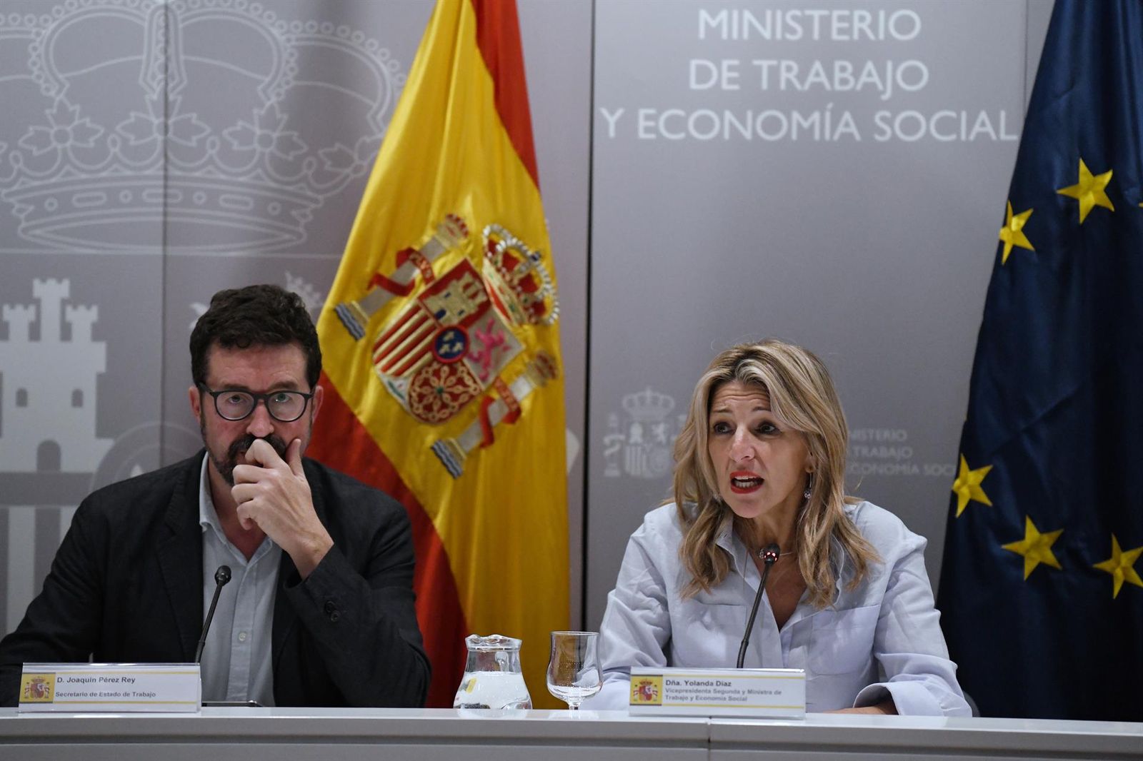 Archivo - El secretario de Estado de Trabajo, Joaquín Rey y la vicepresidenta segunda y ministra de Trabajo y Economía Social, Yolanda Díaz, en una imagen de archivo - Fernando Sánchez - Europa Press - Archivo