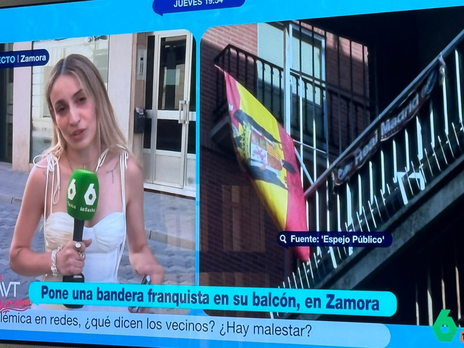 La polémica bandera franquista en la calle del Riego pone a Zamora en el foco de los medios nacionales