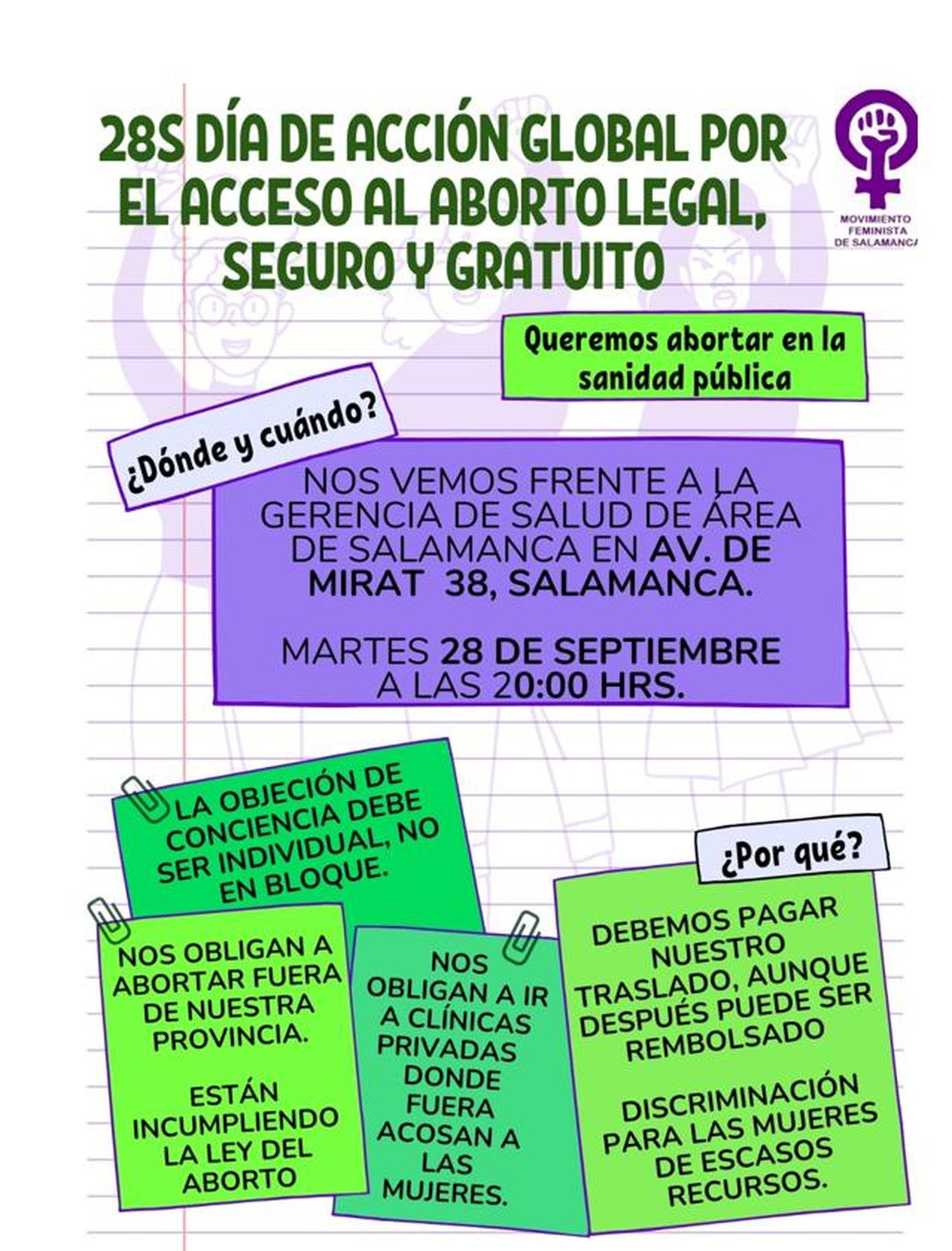 Cartel acción 28 de septiembre. Movimiento Feminista 