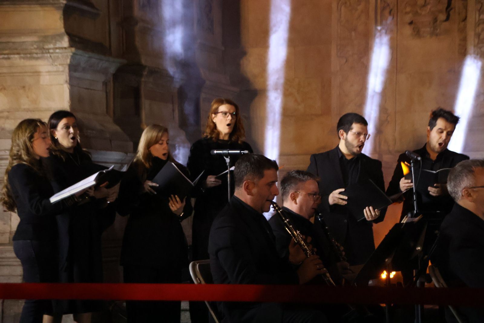 Videomapping en la fachada de la iglesia de San Esteban por la conmemoracion de el V Centenario de la Escuela de Salamanca