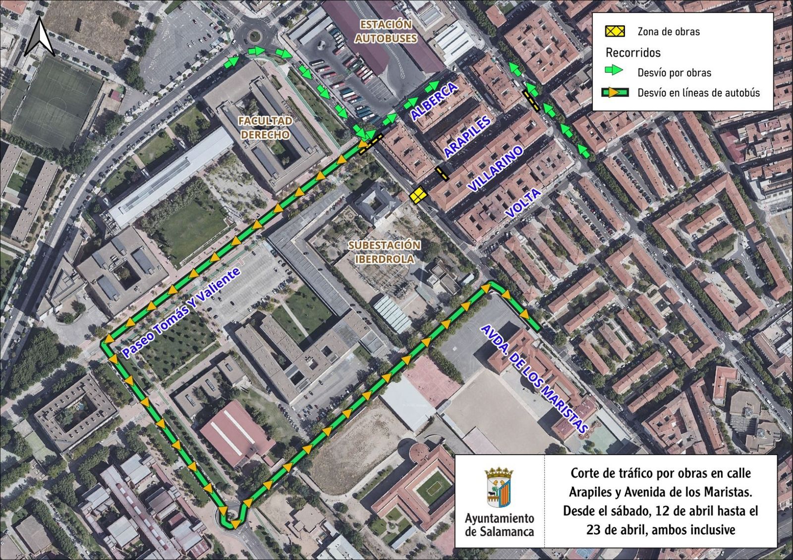 Corte de tráfico calle Arapiles y Maristas