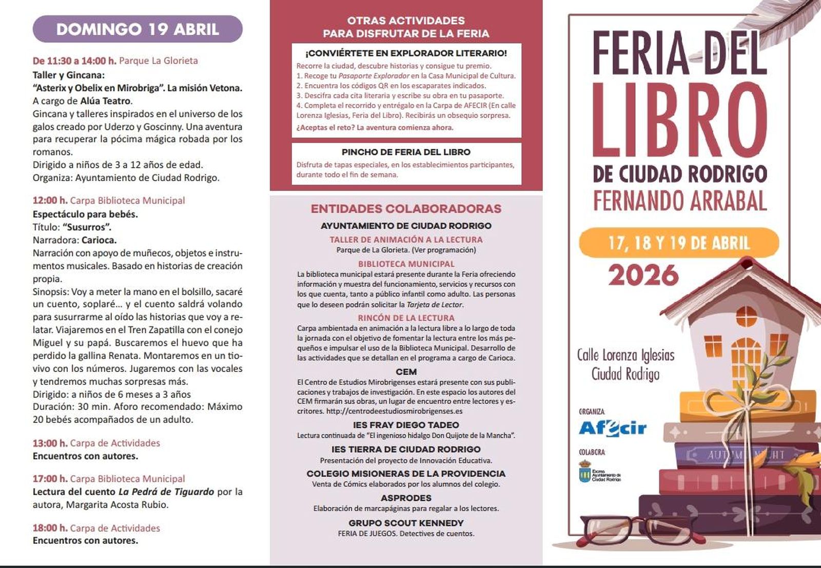 Programación del domingo de la Feria del Libro