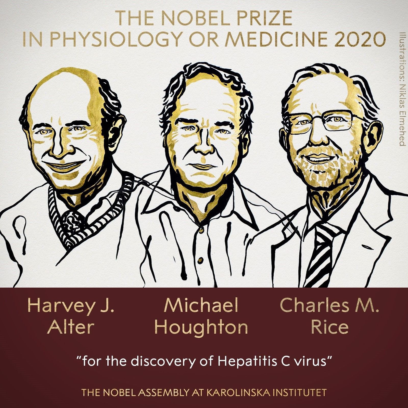 Harvey J. Alter, Michael Houghton y Charles M. Rice, Premio Nobel de Medicina 2020