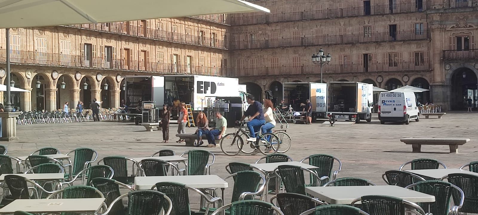Imagen de una grabación en la Plaza Mayor Imagen de una grabación en la Plaza Mayor