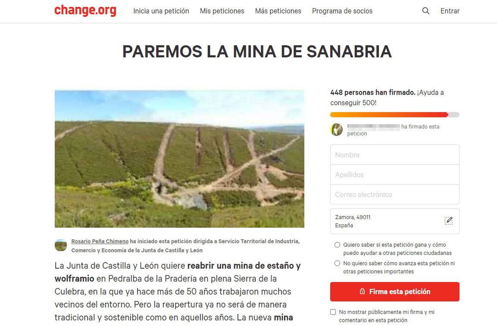 Recogida firmas sanabria 2
