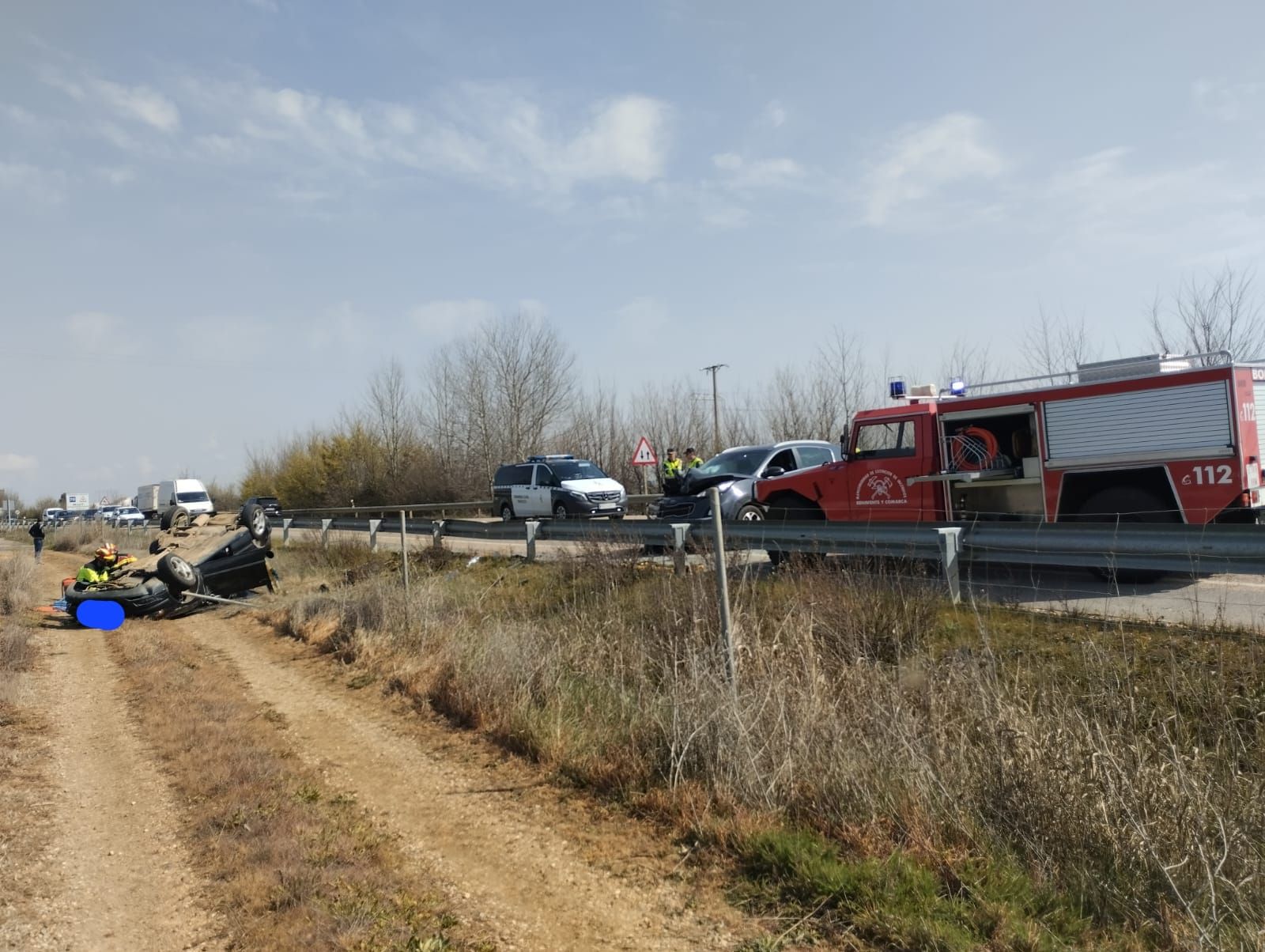 Bomberos de Benavente en el accidente de la N 630 