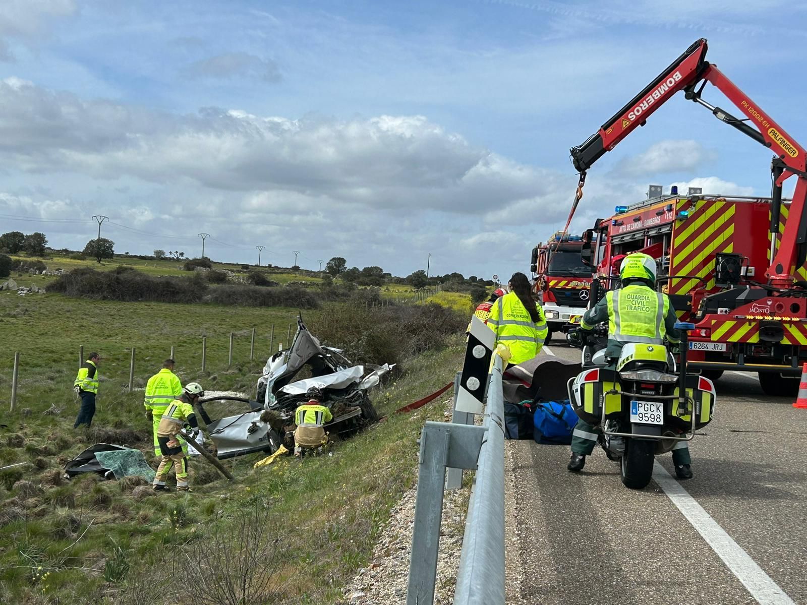 Imagen de un accidente mortal en la N-122 este 2023.