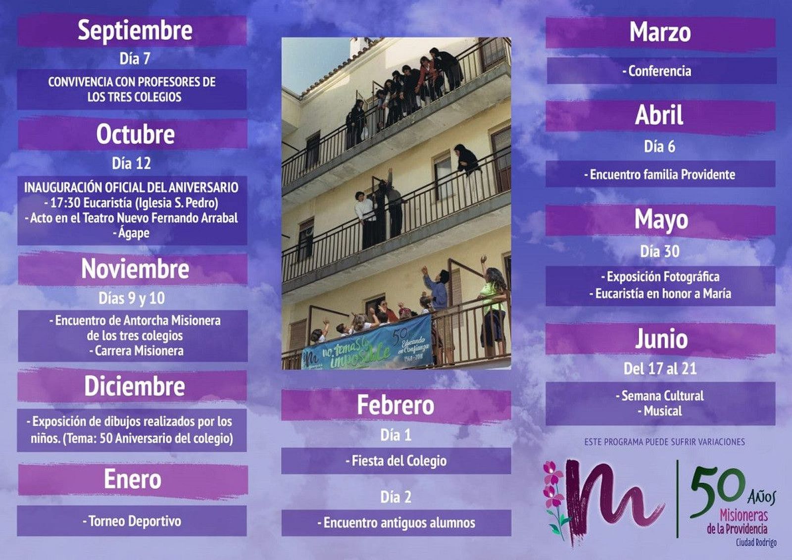 Programa aniversario Misioneras de la Providencia