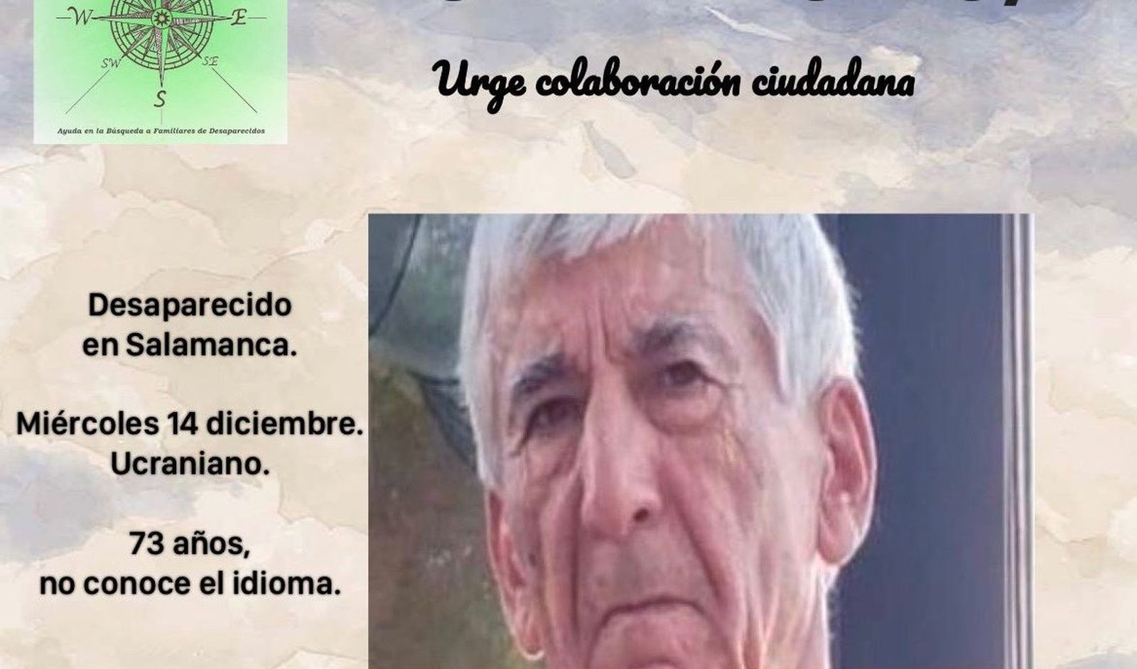 Desaparecido ucraniano en Salamanca. Foto @ABUFADESalaman1