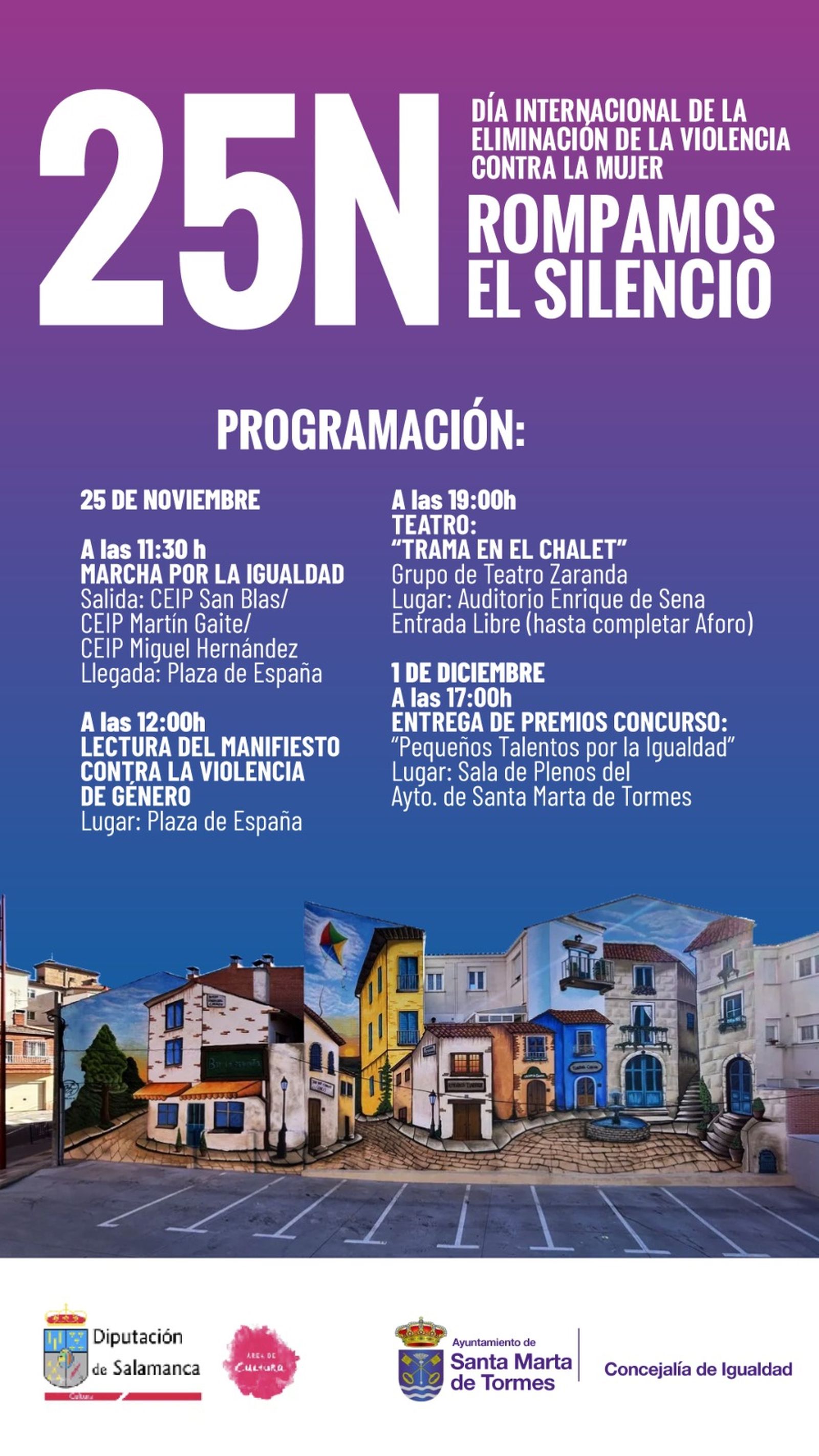 Cartel de la programación por el 25-N en Santa Marta de Tormes