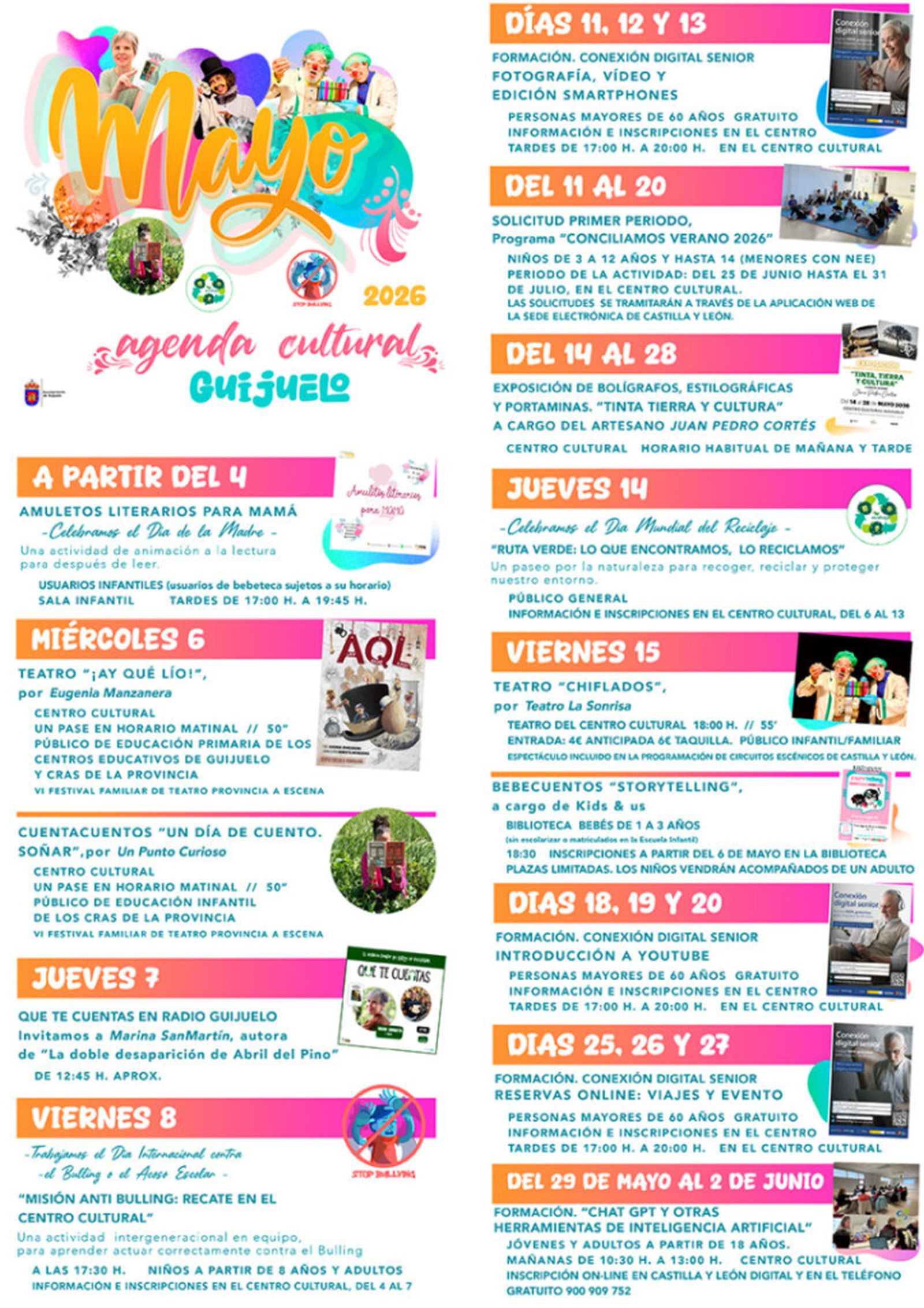 Programación cultural de Guijuelo para el mes de mayo
