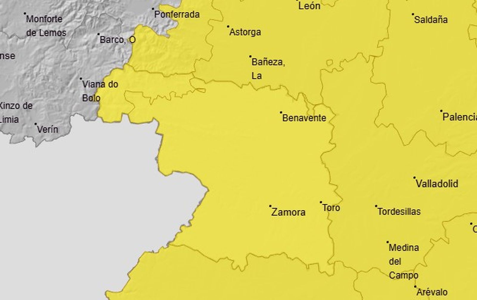 La provincia de Zamora está en alerta por fuertes vientos este domingo