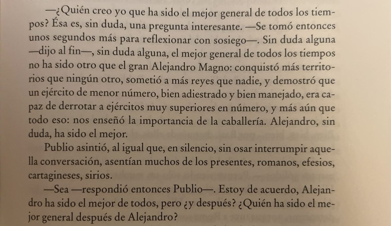 Extracto de una conversación entre Aníbal y Escipión en 'La traición de Roma', de Santiago Posteguillo