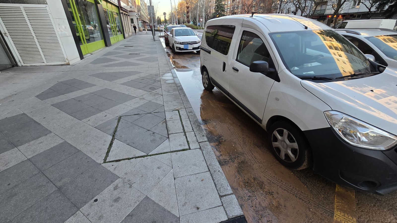Reventón de una tubería en la avenida de Federico de Anaya