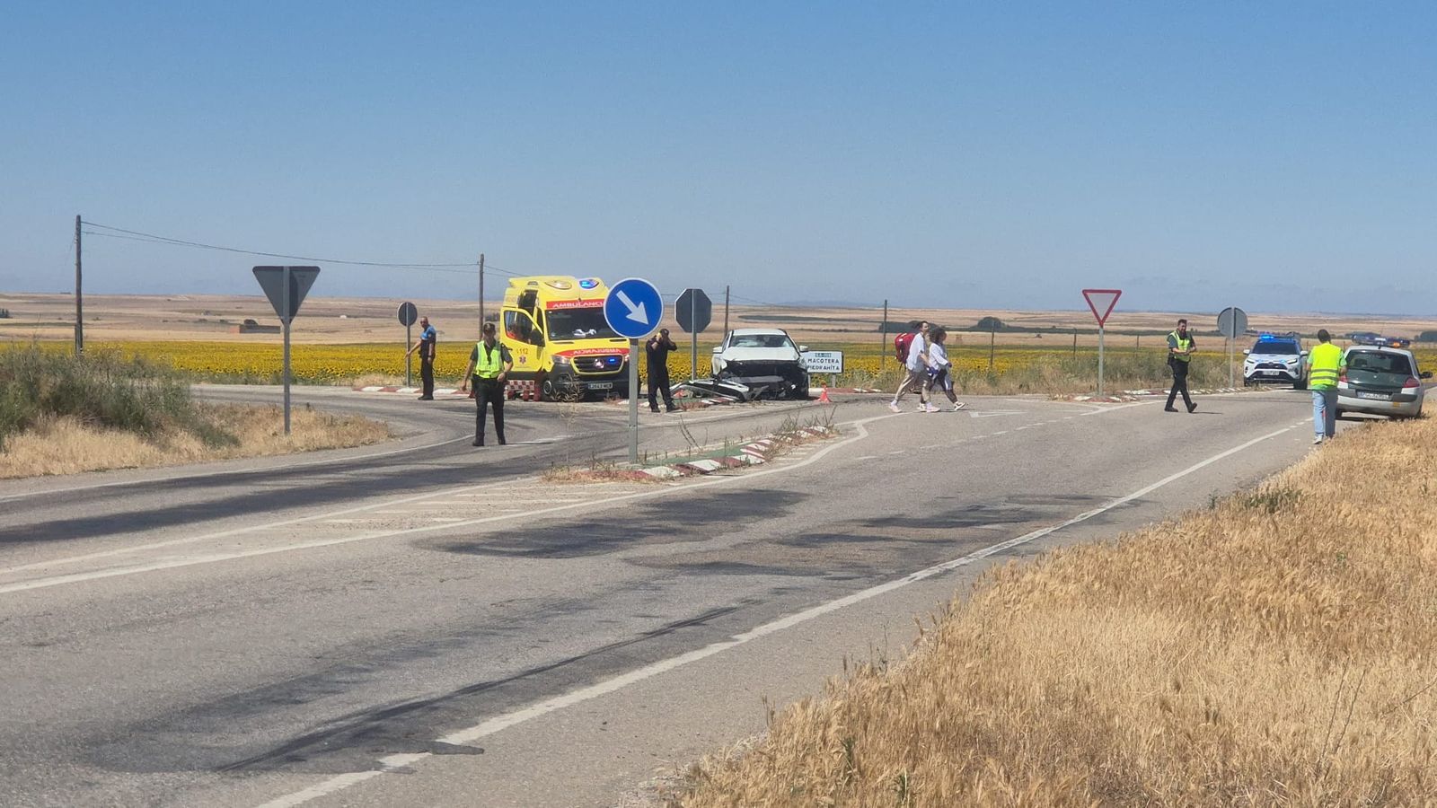 Salida de vía de un vehículo en la carretera de Peñaranda