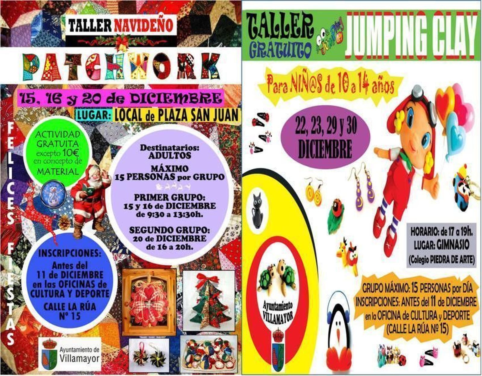 El Ayuntamiento ofrece en Navidad dos talleres de Patchwork y Jumping Clay