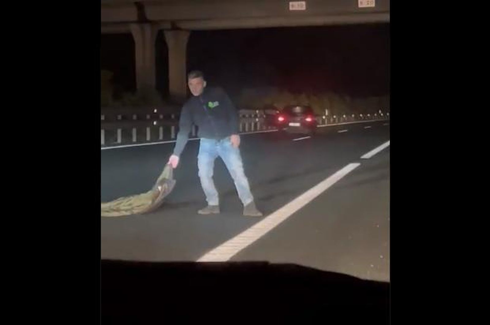 Un joven lancea al aire en mitad de la autovía en un estado sospechoso. Foto de la cuenta de Twitter de @salmantino39