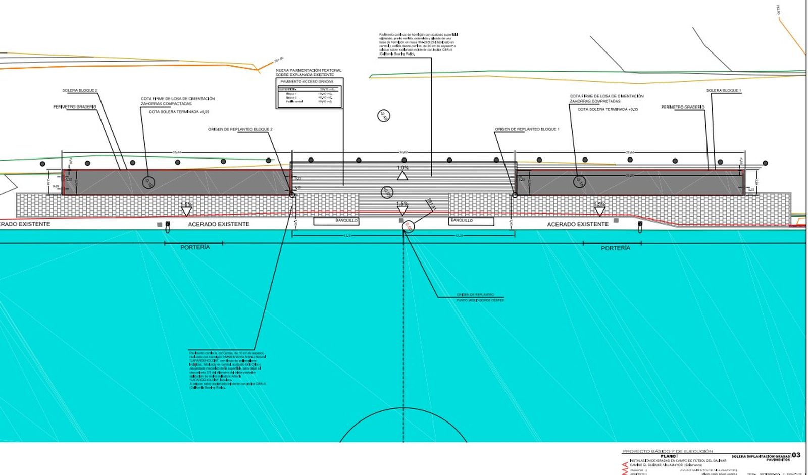 Proyecto construcción gradas campo de fútbol El Salinar, en Villamayor de Miguel Ángel Mazas