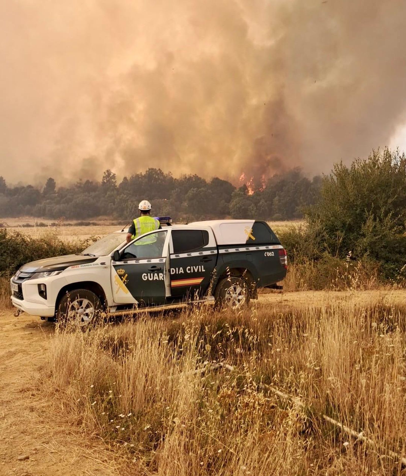 Agentes de la Guardia Civil en los incendios forestales de Castilla y León