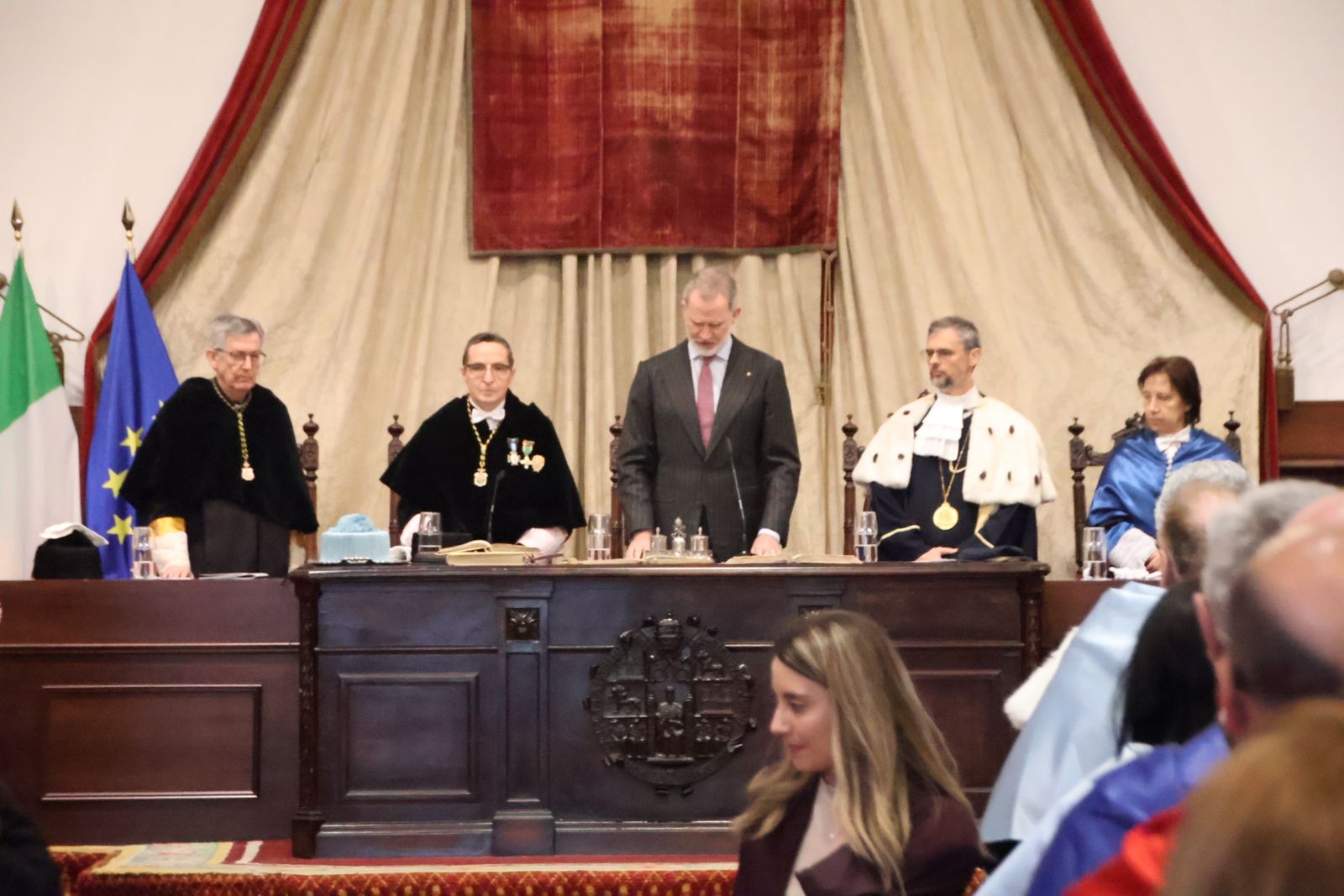 Llegada de S.M el Rey Felipe VI al paraninfo de la Universidad de Salamanca e Investidura de Sergio Mattarella como doctor ‘honoris causa’ de la USAL