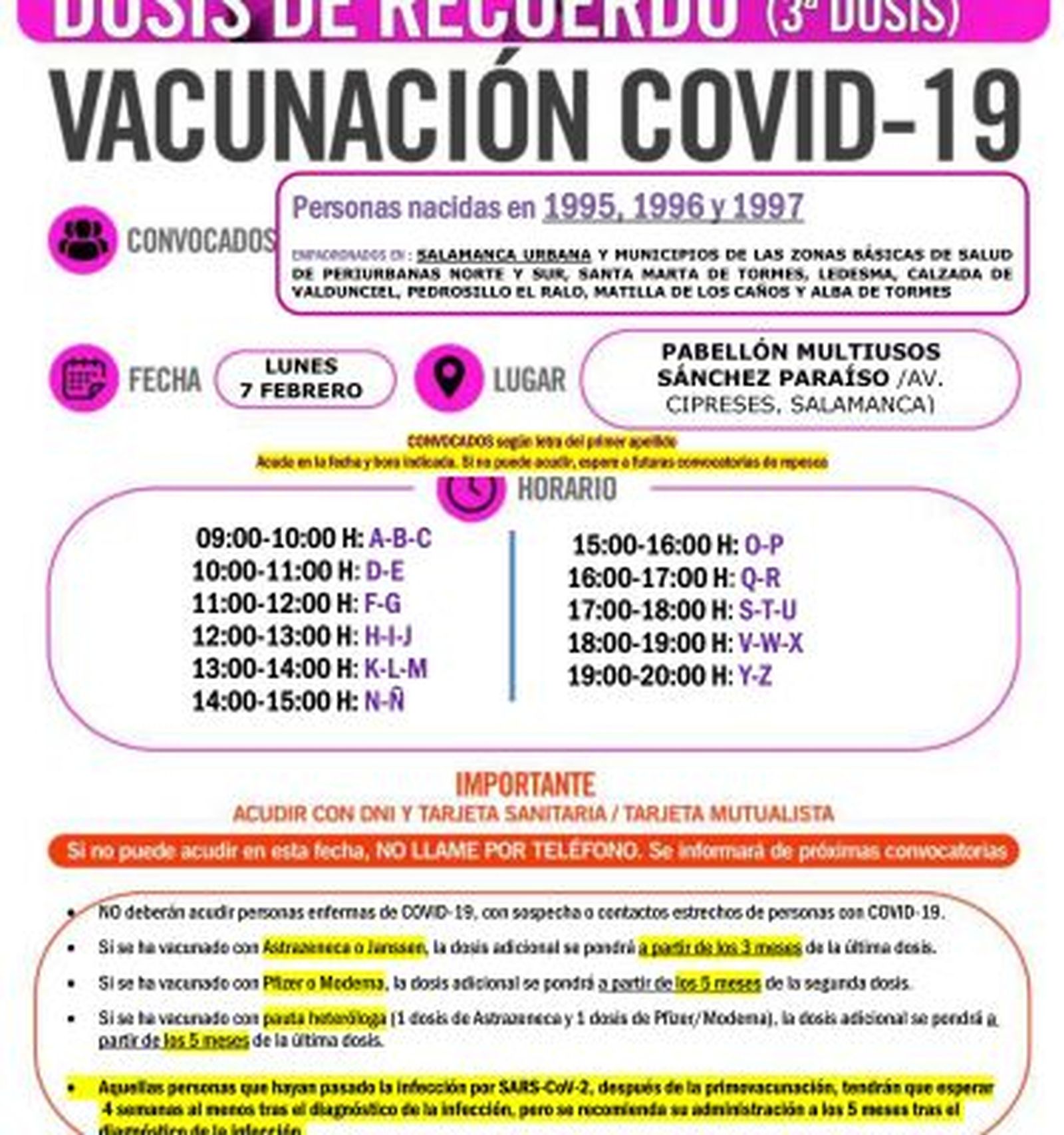 SALAMANCA URBANA Y ALREDEDOR DOSIS DE RECUERDO 1995,1996 y 1997 7 FEBRERO SALAMANCA URBANA Y ALREDEDOR DOSIS DE RECUERDO 1995,1996 y 1997 7 FEBRERO