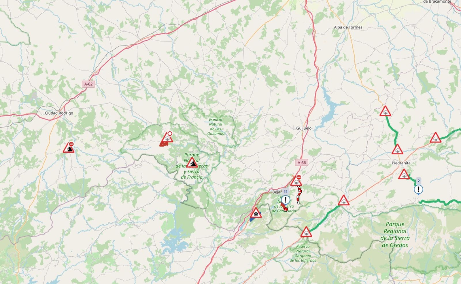 Estado de las carreteras en la provincia de Salamanca este martes 23 de diciembre