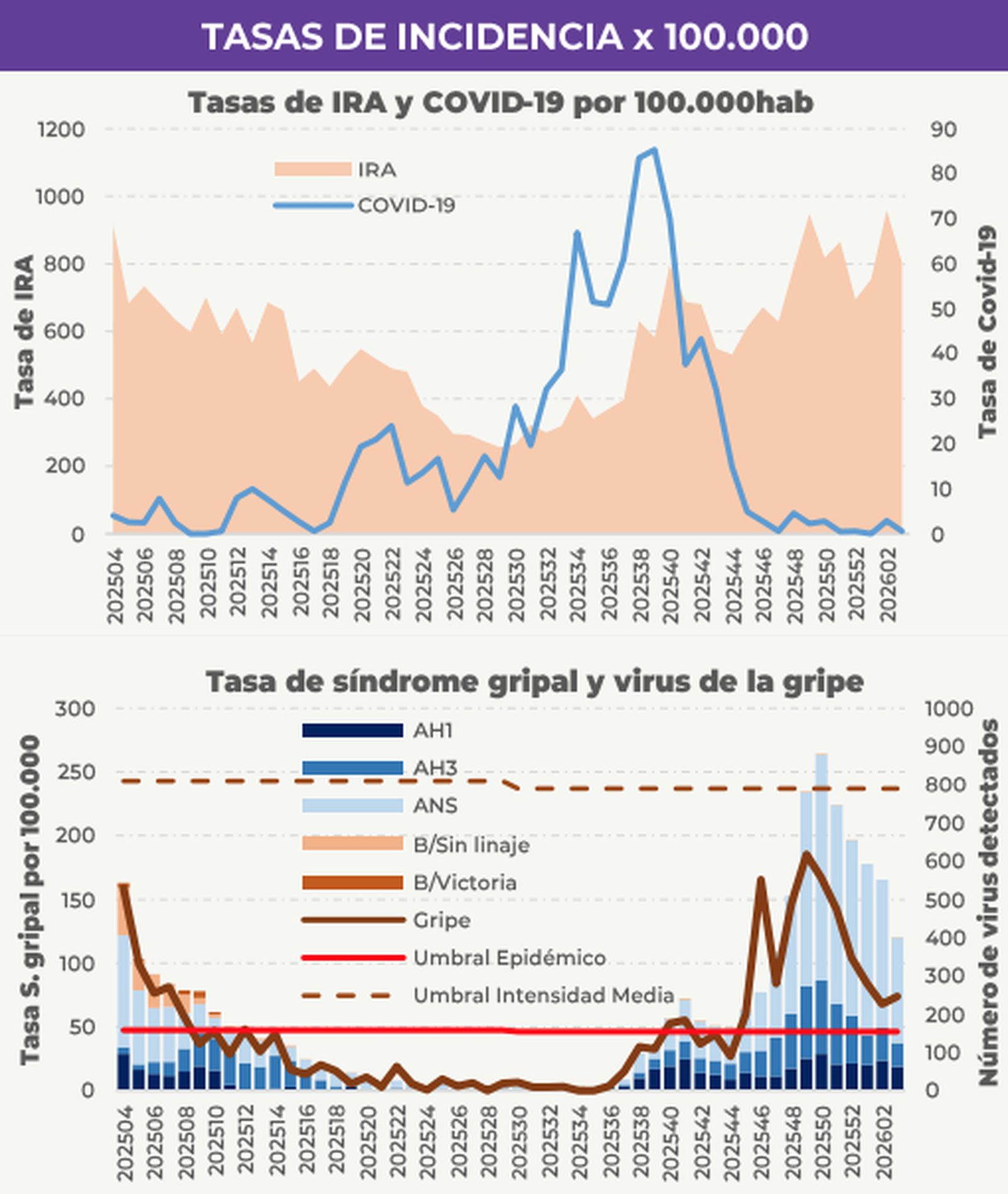 Datos de las enfermedades respiratorias agudas del 12 al 18 de enero de 2026
