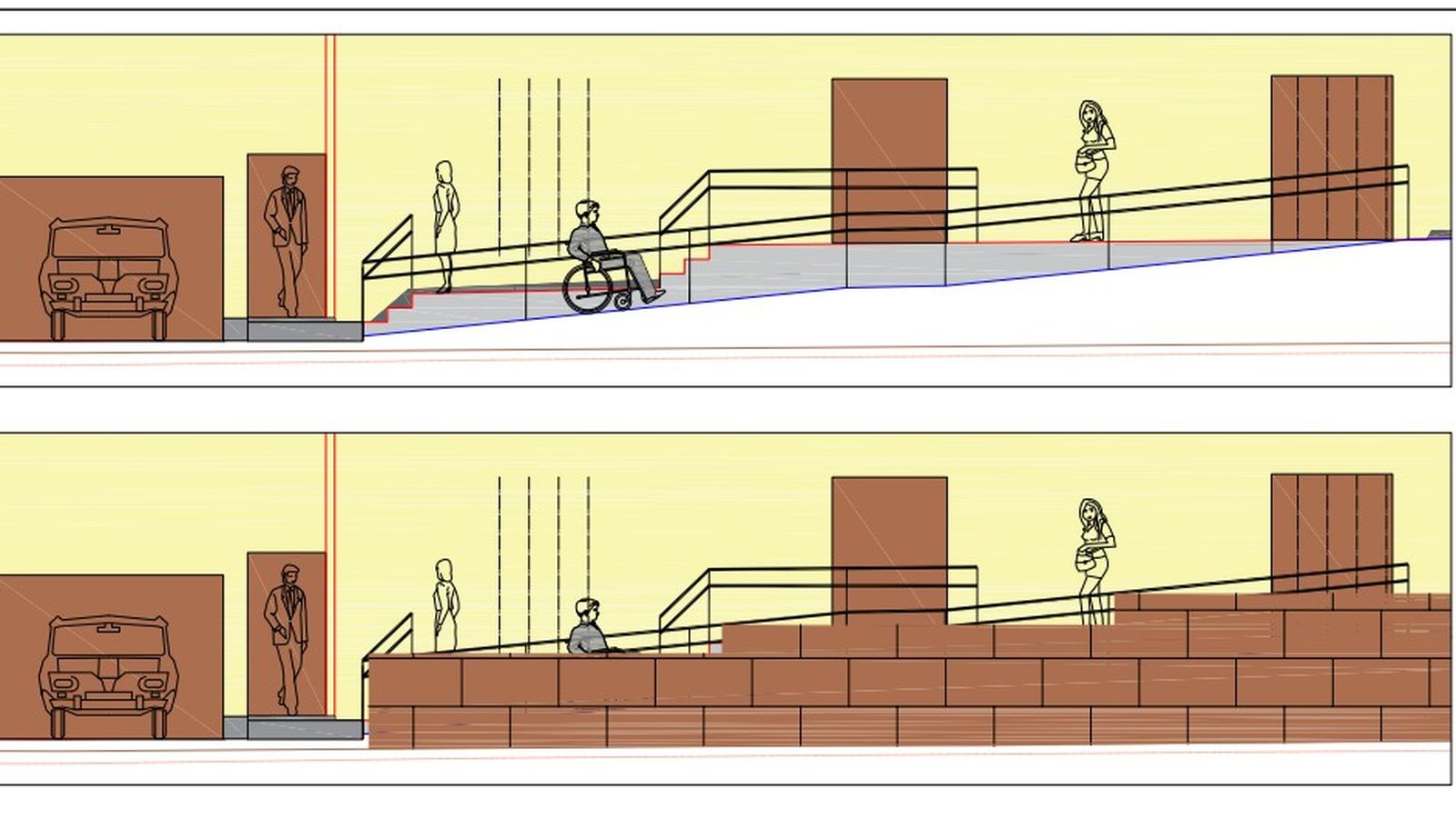 Boceto de la nueva rampa vista a pie de calle